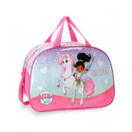 BORSA DA VIAGGIO UNICORN NELLA THE PRINCESS KNIGHT 40X28X22CM ROSA FUXIA 1 ZIP CON TRACOLLA UTILE PER PISCINA E PALESTRA