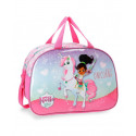 BORSA DA VIAGGIO UNICORN NELLA THE PRINCESS KNIGHT 40X28X22CM ROSA FUXIA 1 ZIP CON TRACOLLA UTILE PER PISCINA E PALESTRA