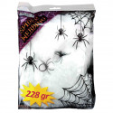 RAGNATELA BIANCA CON RAGNI 228GR. ARTICOLI DECORATIVI DI HALLOWEEN PER ALLESTIMENTI VETRINE E LOCALI PER FESTE HORROR