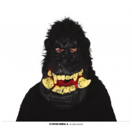 MASCHERA GIGANTE LATTICE GORILLA CON PELO NERO HORROR PER TRAVESTIMENTI DI HALLOWEEN SCENE E SPETTACOLI A TEMA HORROR