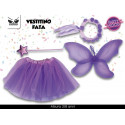 SET 4 PEZZI VESTITO FATA BABY TG.UN.COSTUME CON ACCESSORI PER TRAVESTIMENTI DI CARNEVALE E FESTE A TEMA FAVOLE FIABE