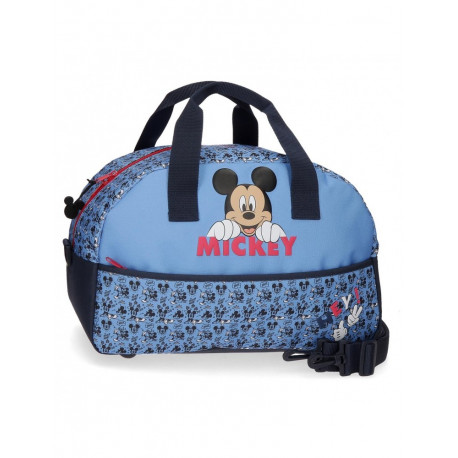 BORSA DA VIAGGIO MICKEY MOODS ORIGINAL DISNEY 24X40X18CM BLU E AZZURRO BORSONE UTILE IN GITA PALESTRA O IN PISCINA